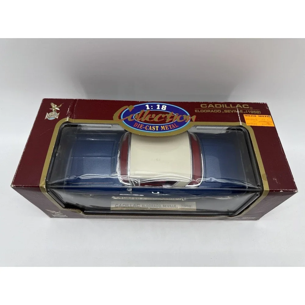 Yat Ming 1:18 Classic Car Die Cast Metal Blue/White Cadillac Eldorado Opening